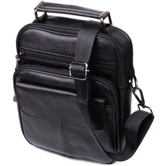 Стильна чоловіча сумка середнього розміру через плече з натуральної шкіри Vintage sale_15039 Чорний