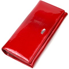 Вместительный женский кошелек из натуральной лакированной кожи Vintage sale_15027 Красный
