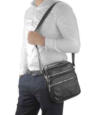 Чоловіча шкіряна сумка через плече месенджер Tiding Bag NM23-2306A Чорний
