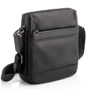 Шкіряний месенджер чорного кольору TIDING BAG S-JMD10-315A Чорний