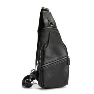 Сумка-слинг черная кожаная Tiding Bag F-A25F-5033A Черный