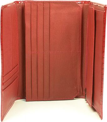 Удобный и вместительный красный женский кошелек из натуральной кожи De Loris 10141