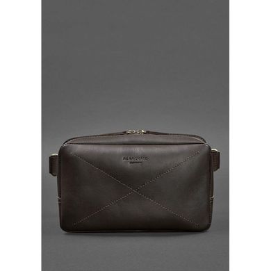 Натуральная кожаная поясная сумка Dropbag Maxi темно-коричневая Blanknote BN-BAG-20-choko