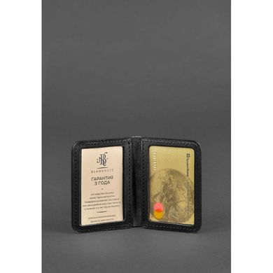 Натуральна шкіряна обкладинка для ID-паспорта та прав водія 4.1 чорна з гербом Blanknote BN-KK-4-1-g