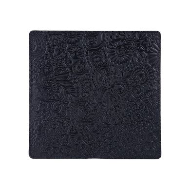 Вместительный черный кожаный бумажник на 14 карт, коллекция "Mehendi Art"