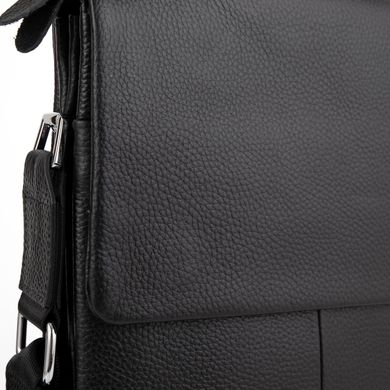 Шкіряна чорна сумка чоловіча через плече Tiding Bag A25F-9906A Чорний