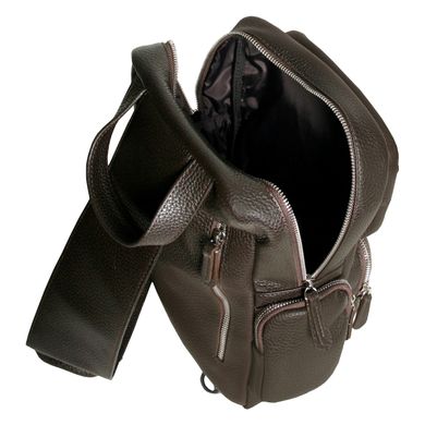 Мужская сумка-рюкзак кожаная Vip Collection 1453-F Коричневая 1453.B.FLAT