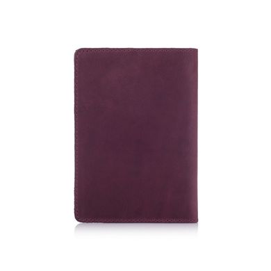 Фіолетова обкладинка для паспорта з натуральної матової шкіри