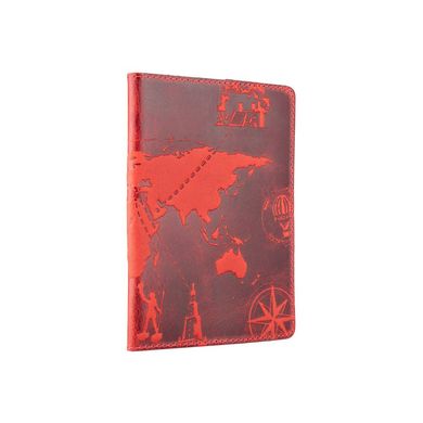Красная дизайнерская кожаная обложка для паспорта с отделением для карт, коллекция "7 wonders of the world"