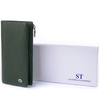 Вертикальний гаманець на кнопці унісекс ST Leather 19207 Зелений