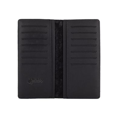 Місткий чорний шкіряний гаманець на 14 карт, колекція "Mehendi Art"
