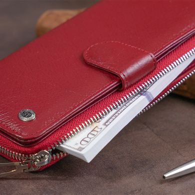 Вертикальний місткий гаманець зі шкіри жіночий ST Leather 19307 Бордовий