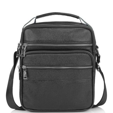 Чоловіча шкіряна сумка через плече месенджер Tiding Bag NM23-2306A Чорний