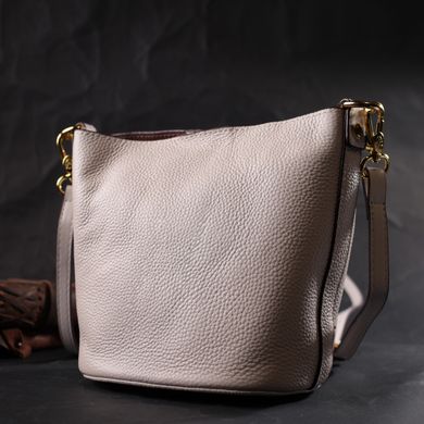 Компактная женская сумка с автономной косметичкой внутри из натуральной кожи Vintage 22365 Белая