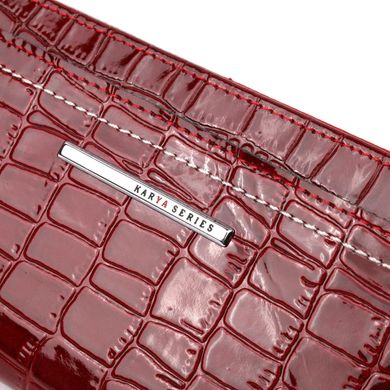 Лакированный женский горизонтальный кошелек из натуральной кожи под крокодила KARYA 21100 Красный