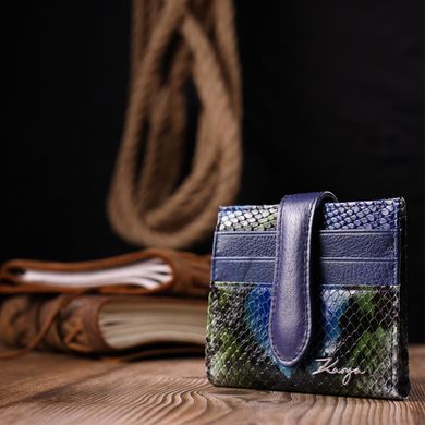 Невеликий жіночий гаманець із натуральної фактурної шкіри KARYA 20950 Синій