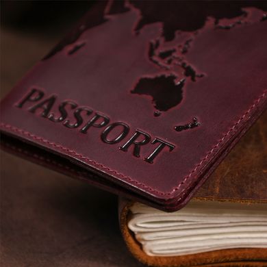 Обкладинка на паспорт Shvigel 13955 шкіряна матова Сливова