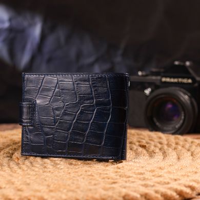 Стильний чоловічий гаманець із натуральної фактурної шкіри CANPELLINI 21514 Синій