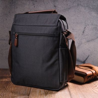 Вертикальная мужская сумка через плечо текстильная 21261 Vintage Черная