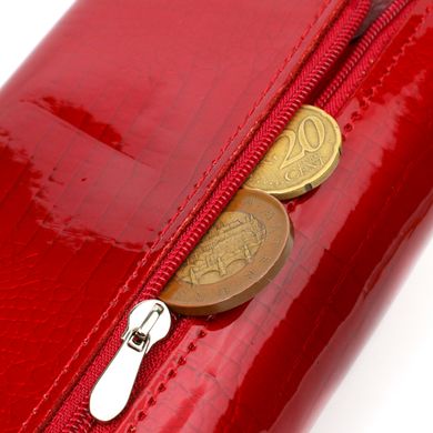 Вместительный женский кошелек из натуральной лакированной кожи Vintage sale_15027 Красный
