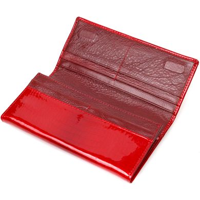 Місткий жіночий гаманець з натуральної лакованої шкіри Vintage sale_15027 Червоний