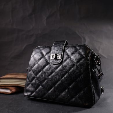 Чудова сумка для стильних жінок із натуральної шкіри Vintage 22415 Чорна