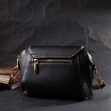 Компактна жіноча сумка з натуральної шкіри Vintage 22265 Чорна