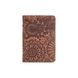 Універсальна шкіряна обкладинка-органайзер для ID паспорта / карт, темно рижого кольору, колекція "Mehendi Art"