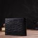 Мужской бумажник без застежки горизонтального формата из натуральной кожи с тиснением под крокодила CANPELLINI 21766 Черный