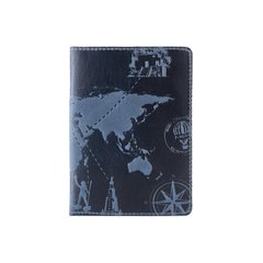 Дизайнерська шкіряна обкладинка для паспорта з відділенням для карт блакитного кольору, колекція "7 wonders of the world"