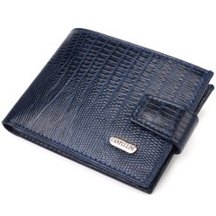 Гідний чоловічий гаманець з натуральної фактурної шкіри CANPELLINI 21515 Синій