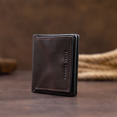 Вертикальное глянцевое портмоне с накладной монетницей GRANDE PELLE 11330 Шоколадное
