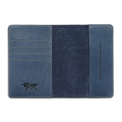 Дизайнерская кожаная обложка для паспорта с отделением для карт голубого цвета, коллекция "7 wonders of the world"
