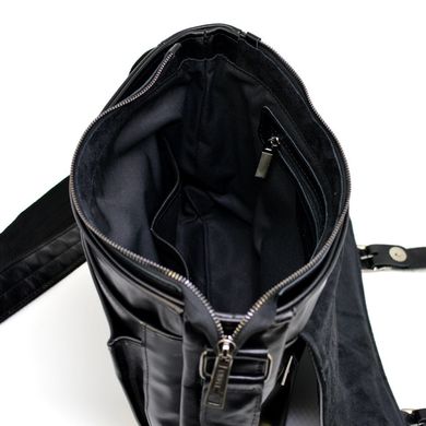 Мужская кожаная сумка через плечо c ручкой TARWA GA-6045-3md Черный