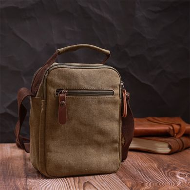 Интересная небольшая мужская сумка из плотного текстиля Vintage 22219 Оливковый