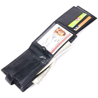 Классический мужской бумажник среднего размера из натуральной кожи ST Leather 19412 Черный