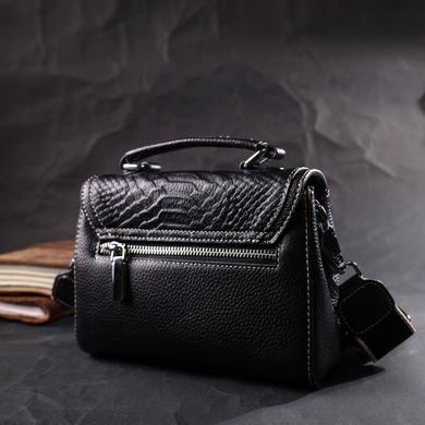 Кожаная сумка для женщин с интересной защелкой Vintage 22416 Черная