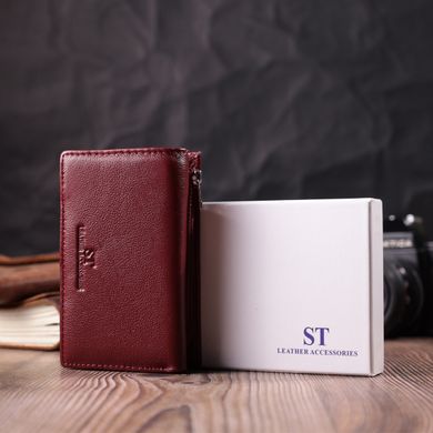 Шкіряний жіночий гаманець у три додавання ST Leather 22489 Бордовий
