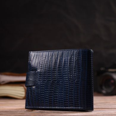 Чоловічий гаманець з натуральної шкіри горизонтального формату з тисненням CANPELLINI 21767 Синій