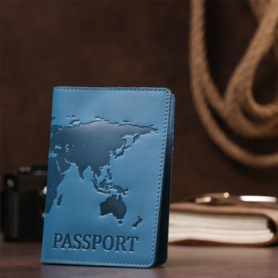 Обкладинка на паспорт Shvigel 13956 шкіряна матова Cіняя