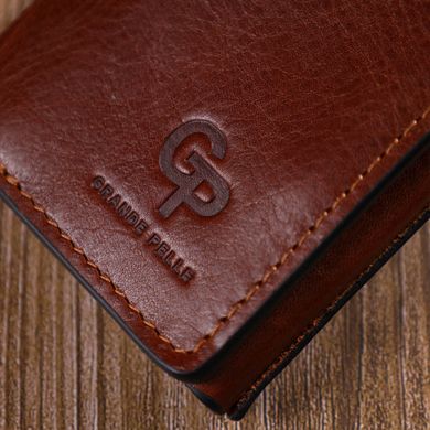 Стильний чоловічий гаманець у три складання GRANDE PELLE 16786 Коричневий