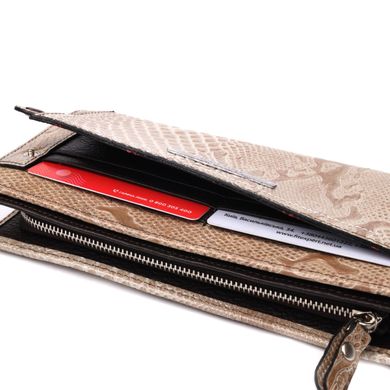 Стильний горизонтальний гаманець жіночий з натуральної фактурної шкіри KARYA 21101 Бежевий