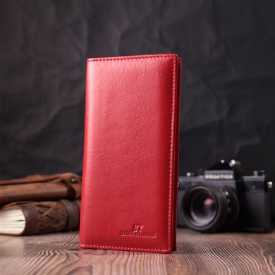 Вертикальний жіночий гаманець на магнітах із натуральної шкіри ST Leather 22539 Червоний