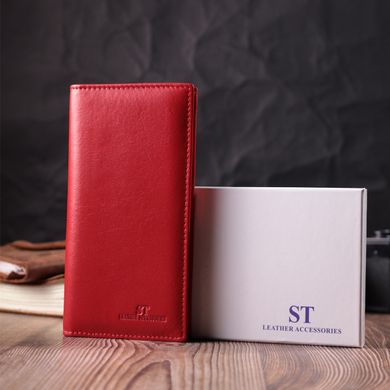 Вертикальний жіночий гаманець на магнітах із натуральної шкіри ST Leather 22539 Червоний