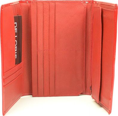Многофункциональный светло-красный  женский кошелек из натуральной кожи De Loris 10142, Красный