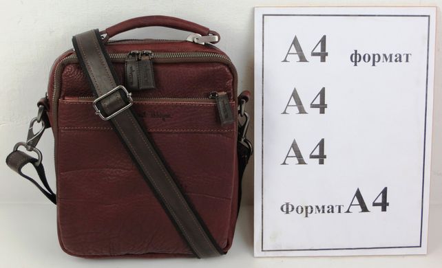 Мужская кожаная сумка, барсетка Mykhail Ikhtyar, Украина бордовая