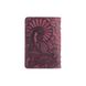 Дизайнерська шкіряна обкладинка-органайзер для ID паспорта та інших документів фіолетового кольору, колекція "Mehendi Art"