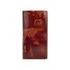 Ергономічний гаманець з глянсової шкіри бурштинового кольору на 14 карт з авторським художнім тисненням "7 wonders of the world"