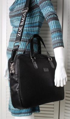 Женская деловая сумка-портфель из эко кожи Jurom Zoe Bags черная