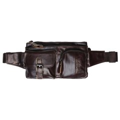 Мужская кожаная поясная сумка Keizer k1886-dark brown